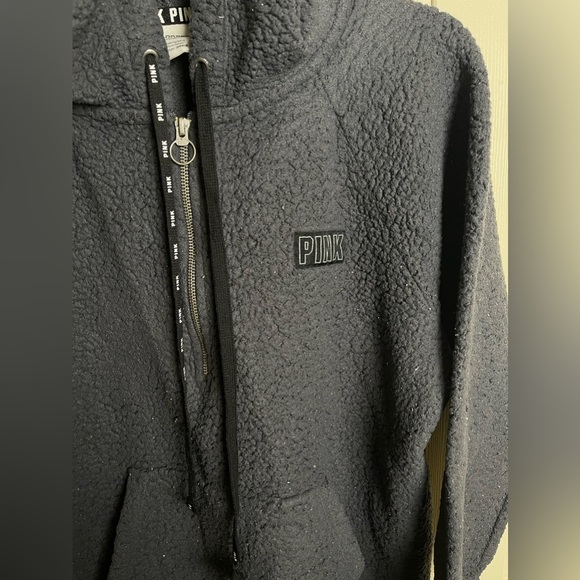 Victoria’s Secret Pink Sweatshirt Gray Hoodie Full Zip Fleece Size Medium - Picture 3 of 6